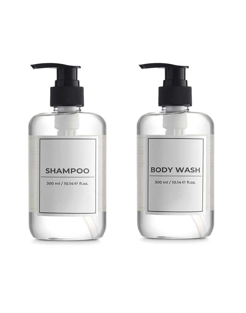 White Label Bottled Toiletries of Shampoo and Body Wash Set