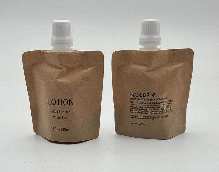 Body Lotion Recyclable Kraft Paper Pouch Bag Travel Size