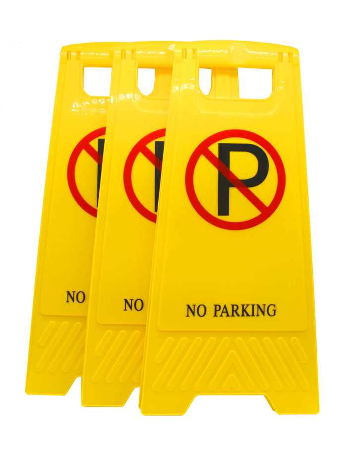 (Pack of 3) 2-Sided Fold-Out Floor Safety Sign with No Parking