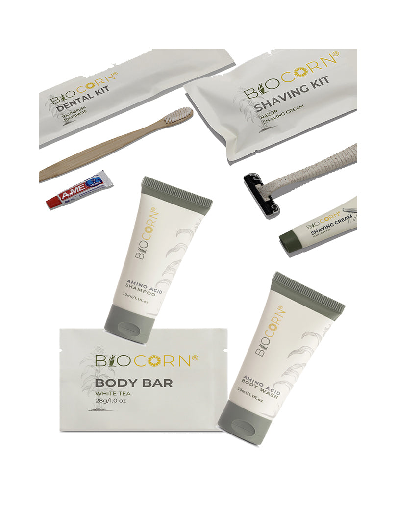 BIOCORN Travel Size Hotel Toiletries Bath Accessories