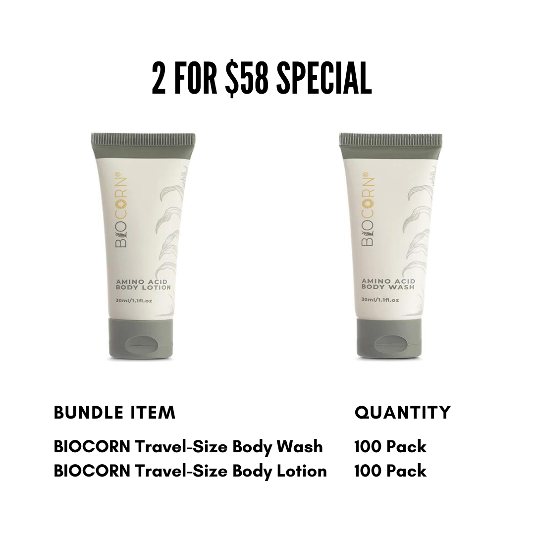 BIOCORN Travel Size Body Wash & Body Lotion Set