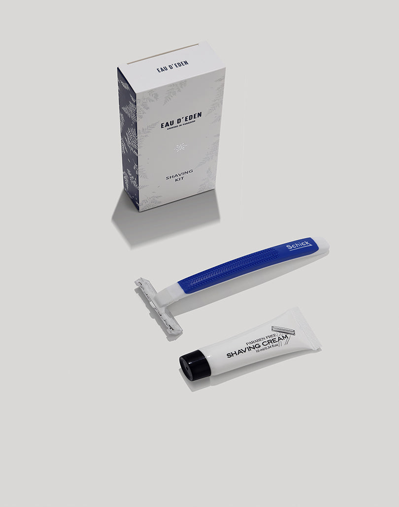 Shaving kit, disposable shaving razor and shaving cream for vacation homes and hotels